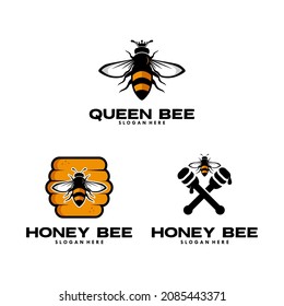 diseño del logo de la abeja reina y la abeja miel