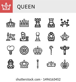 Set of queen icons such as Crown, Rook, King, Chess, Pawn, Princess, Coat of arms, Sceptre, Scepter, Knight , queen