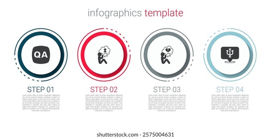 Set Question and Answer, Man graves funeral sorrow, Broken heart divorce and Psychology, Psi. Business infographic template. Vector