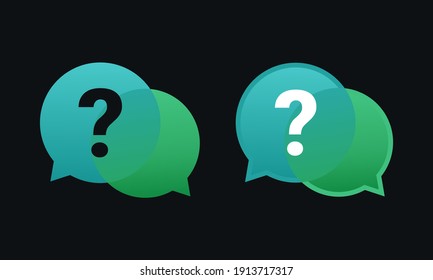 Set Of Question Icon. Two Chat Speech Message Bubbles With Question Marks. FAQ Or Forum Icon. Communication Concept. Illustration Vector