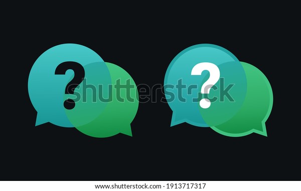 Set of question icon. Two chat speech message\
bubbles with question marks. FAQ or forum icon. Communication\
concept. Illustration\
vector