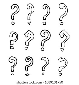 set of question mark. cartoon vector illustration question mark doodle hand drawn, sketch style, isolated on white background eps 10, easy to modify. 
