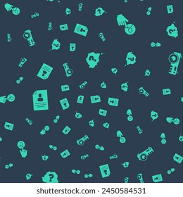 Set Question mark, Head hunting, Resume and Media projector on seamless pattern. Vector