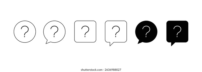 Set of Question mark icon collection. faq, chat, customer support symbol.