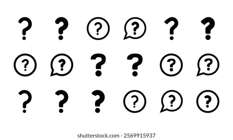 Set of question mark icon symbol vector isolated on white background
