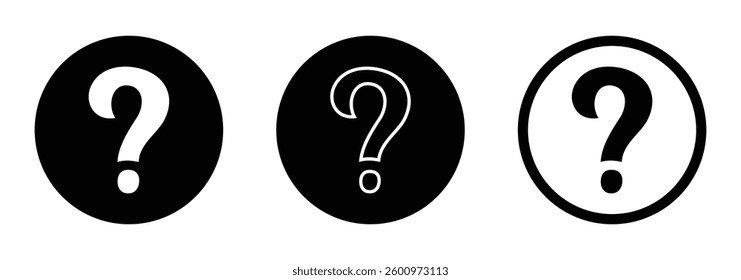 Set question mark icons in various shapes and style. Question mark icon set of 3. Question icon in vector.