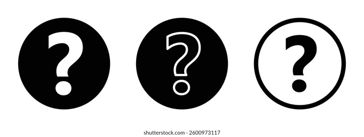Set question mark icons in various shapes and style. Question mark icon set of 3. Question icon in vector.
