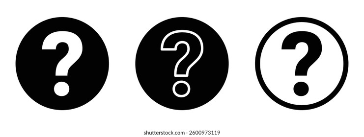 Set question mark icons in various shapes and style. Question mark icon set of 3. Question icon in vector.