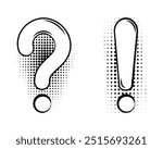 Set of Question mark retro icon with halftone background collection. Choosing decision concept vector Illustration.