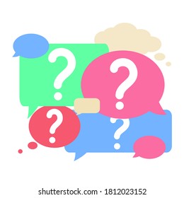 Set of Question Marks with speech bubbles isolated on white. Dialogue concept
