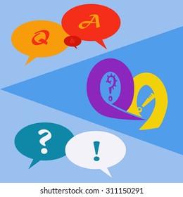 Set of questions and answers vector illustrations