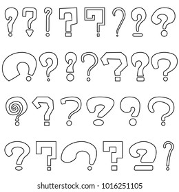 A set of questions in the form of lines on white background