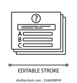 Set of questions linear icon. Test, exam, quiz game. Thin line illustration. Questions block. Educational testing. Contour symbol. Vector isolated outline drawing. Editable stroke