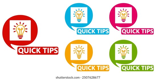 	
set quick tips badge labels icon. Tips and tricks tutorial symbol design template vector illustration	