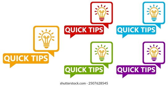 set quick tips icon sign. trick solution badge labels template vector illustration