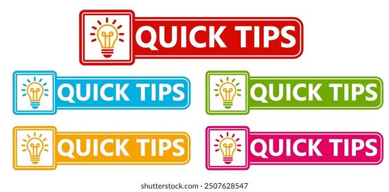 set quick tips icon sign. trick solution badge labels template vector illustration