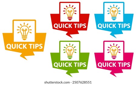 set quick tips icon sign. trick solution badge labels template vector illustration