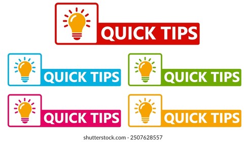 set quick tips icon sign. trick solution badge labels template vector illustration