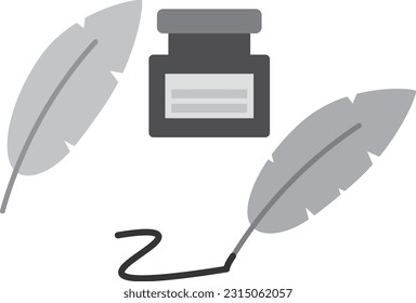 set of quill pen illustrations