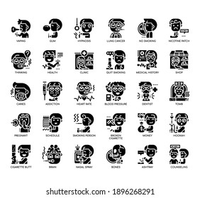 Set of Quit Smoking thin line and pixel perfect icons for any web and app project. 