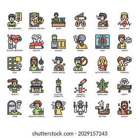 Set of Quit Srauking dünne Linien und Pixel perfekte Symbole für jedes Web- und App-Projekt. 