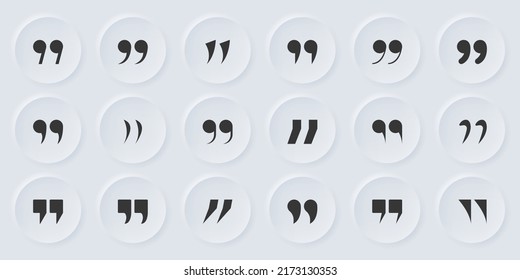 Set of Quotation Mark Icon. Double Comma Silhouette Signs of Quote Icons. Black Quotation Signs on White Background. Punctuation Symbol of Speech. Isolated Vector Illustration.