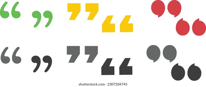 set of quotation marks with different colors suitable for many uses