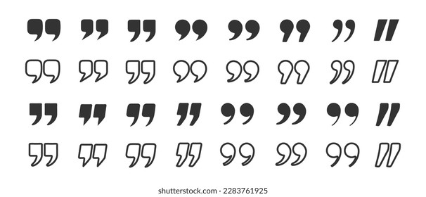 Set of quotation marks. Texting quote boxes. Quotes icon vector sign design