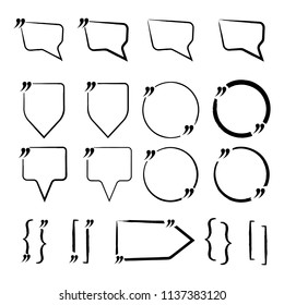 Set of Quote Blank Icon and Label. Template for note,message, comment. Vector Illustration.