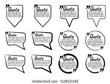 Set of Quote Blank with Text Icon and Label. Template for note,message, comment. Vector Illustration.