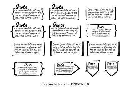 Set of Quote Blank with Text Icon and Label. Template for note,message, comment. Vector Illustration.