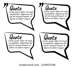 Set of Quote Blank with Text Icon and Label. Template for note,message, comment. Vector Illustration.