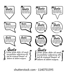 Set of Quote Blank with Text Icon and Label. Template for note,message, comment. Vector Illustration.