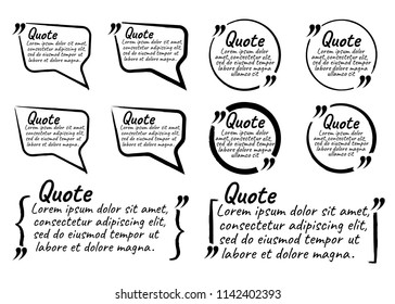 Set of Quote Blank with Text Icon and Label. Template for note,message, comment. Vector Illustration.