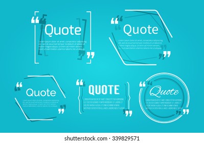 Set of Quote blanks with text bubble with Commas. Vector template for note,message, comment. Dialog box.