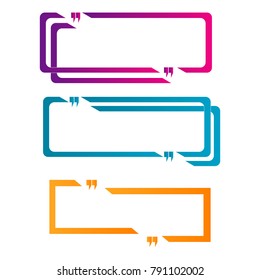 set of quote box bubble speech template colorful illustration outline abstract element isolated