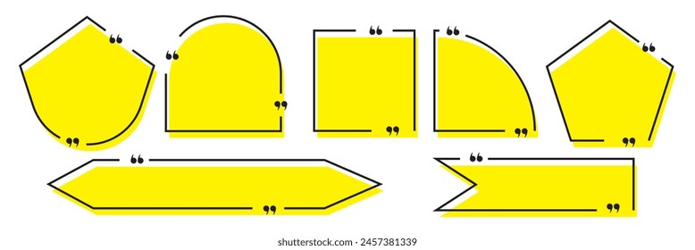 Set with quote box frame in abstract style. Vector texting quote boxes. Bubble banners with message box and comment box eps 10 file