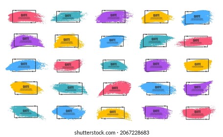 Set of quote box frame. Blank grunge brush background. Quote box icon.