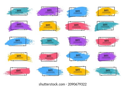 Set of quote box frame. Blank grunge brush background. Quote box icon.