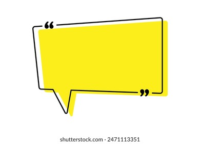 Set of Quote box frame collection. Blank quote boxes for text. Quotation bubble frame template with yellow background.