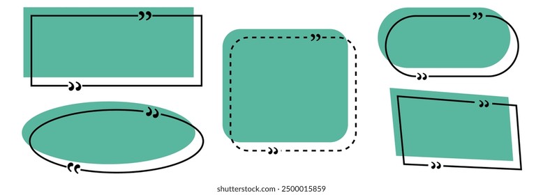 Set of Quote box frame collection. Blank quote boxes for text. Quotation bubble frame template with white background.