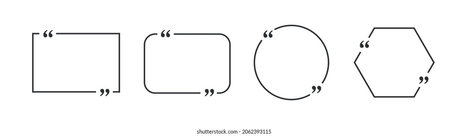 Marco de cuadro de comillas, icono de cuadro de comillas, cuadros de comillas de texto. Ilustración del vector