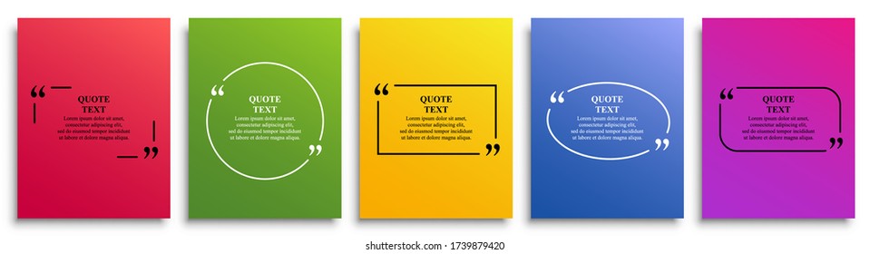 Set quote box frame on colored card paper, texting quote boxes, bubble blog quotes symbols, creative banner, blank template text info design quotation blog symbols – stock vector