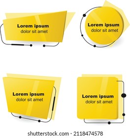 Set of Quote box frame or text box icon. Texting quote boxes. Blank Grunge brush background. Vector banner illustration