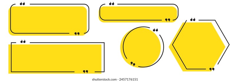 Marco de cuadro de cotización, cuadros de Plantilla en blanco de cita de texto, cuadros de diseño símbolos de blog de burbujas de cita, símbolos de citas de blog de burbujas - Vector de stock