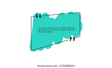 Set of quote box icon. Flat style. Vector illustration. Template quote text. Memphis style design. 