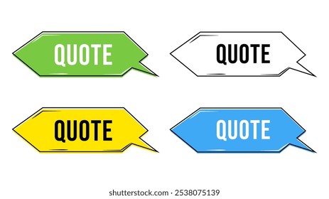 Set of quote box icon. Flat style. Vector illustration. Template quote text. Memphis style design. 