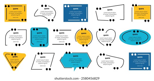 Set of quote box speech bubble. Quote frame shapes. Vector illustration
