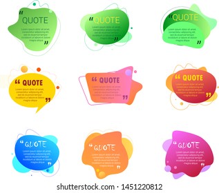 Set of quote box vector isolated on white background. Templates speech bubbles with space for text in a flat style. Various colored quote blocks for comments, dialog, massege, memo.