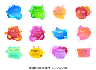 Set of quote box vector isolated on white background. Templates speech bubbles with space for text in a flat style. Various colored blocks are shown for comments, dialog, message, memo.